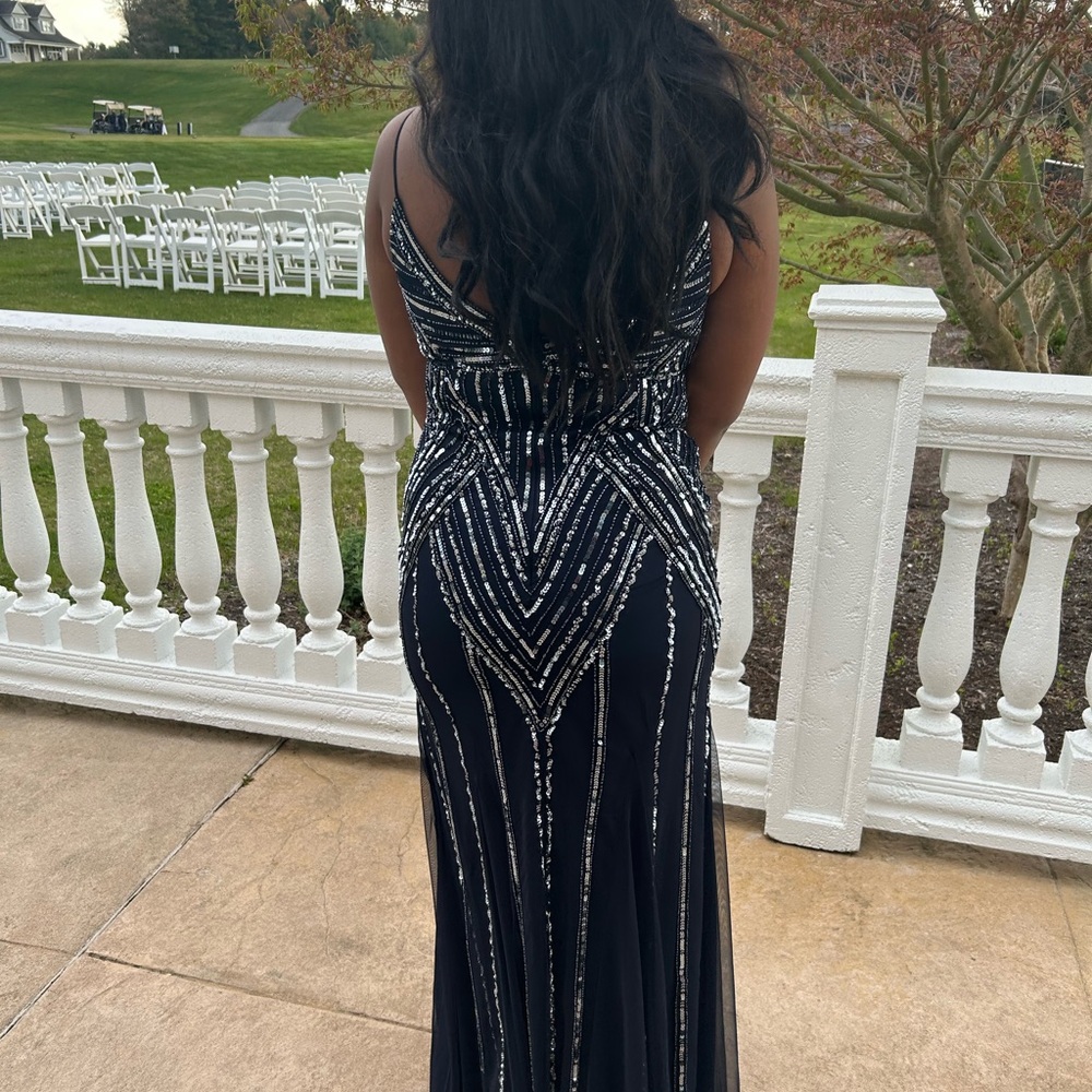 Black Sequin Strapless Gown